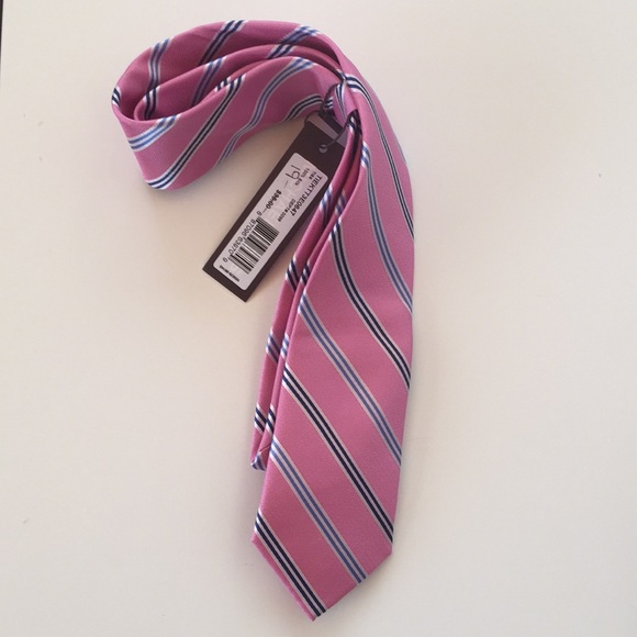 Michael Kors Silk Pink Tie w/ Blu, Blk, White pins
